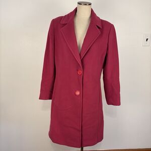 Villa Monti Couture Made in Italy Wool Cashmere Womens 14 Pink Peacoat Coat Long